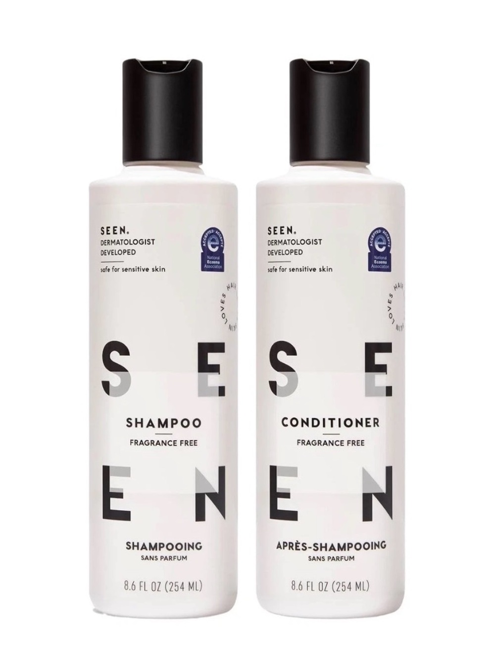 SEEN Fragrance-Free Shampoo + Conditioner Set, 8.6 fl oz (254 mL) Each